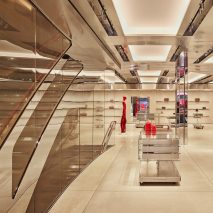 Pops of red decorate Ferrari's flagship fashion store in London