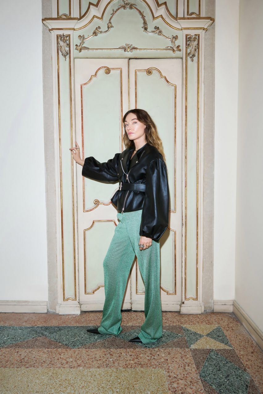 Designer Kelly Wearstler in black jacket