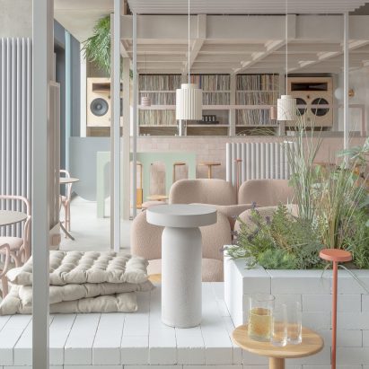 hotel interior with stools