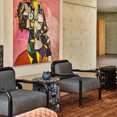 Picasso like painting on concrete wall