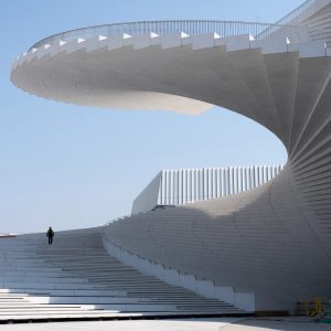 Spiral staircase roof at the Shanghai Grand Opera House by Snøhetta